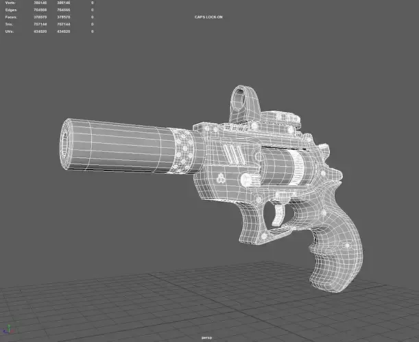High-Poly Handgun model revolver gun 3D model