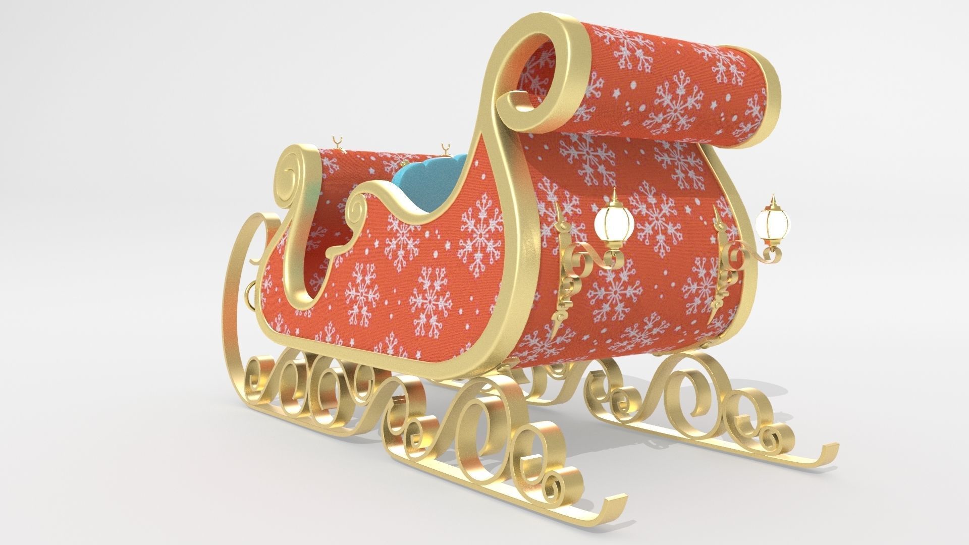 Santa Claus Sleigh 3D model_5