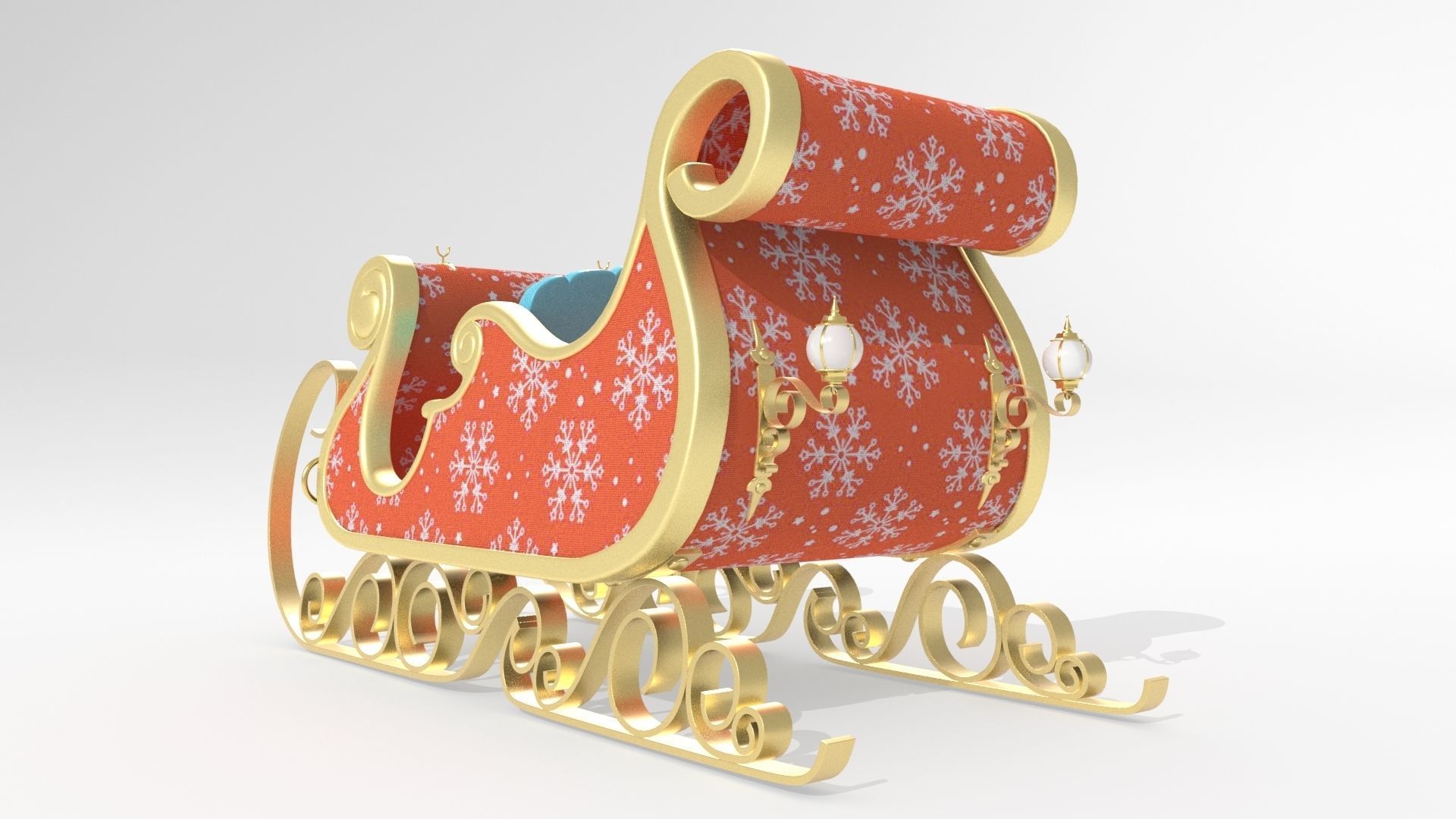 Santa Claus Sleigh 3D model_1