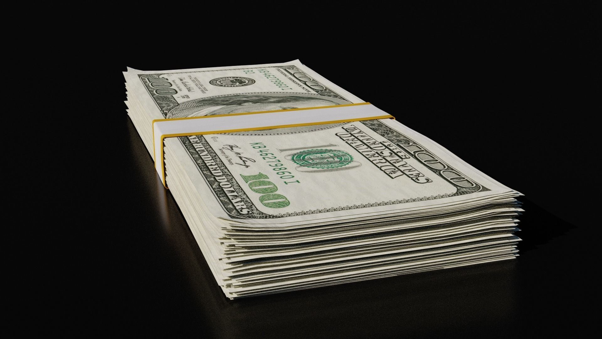 Money Stack - 100 Dollars - Coins -High Quality Low-poly 3D model_1