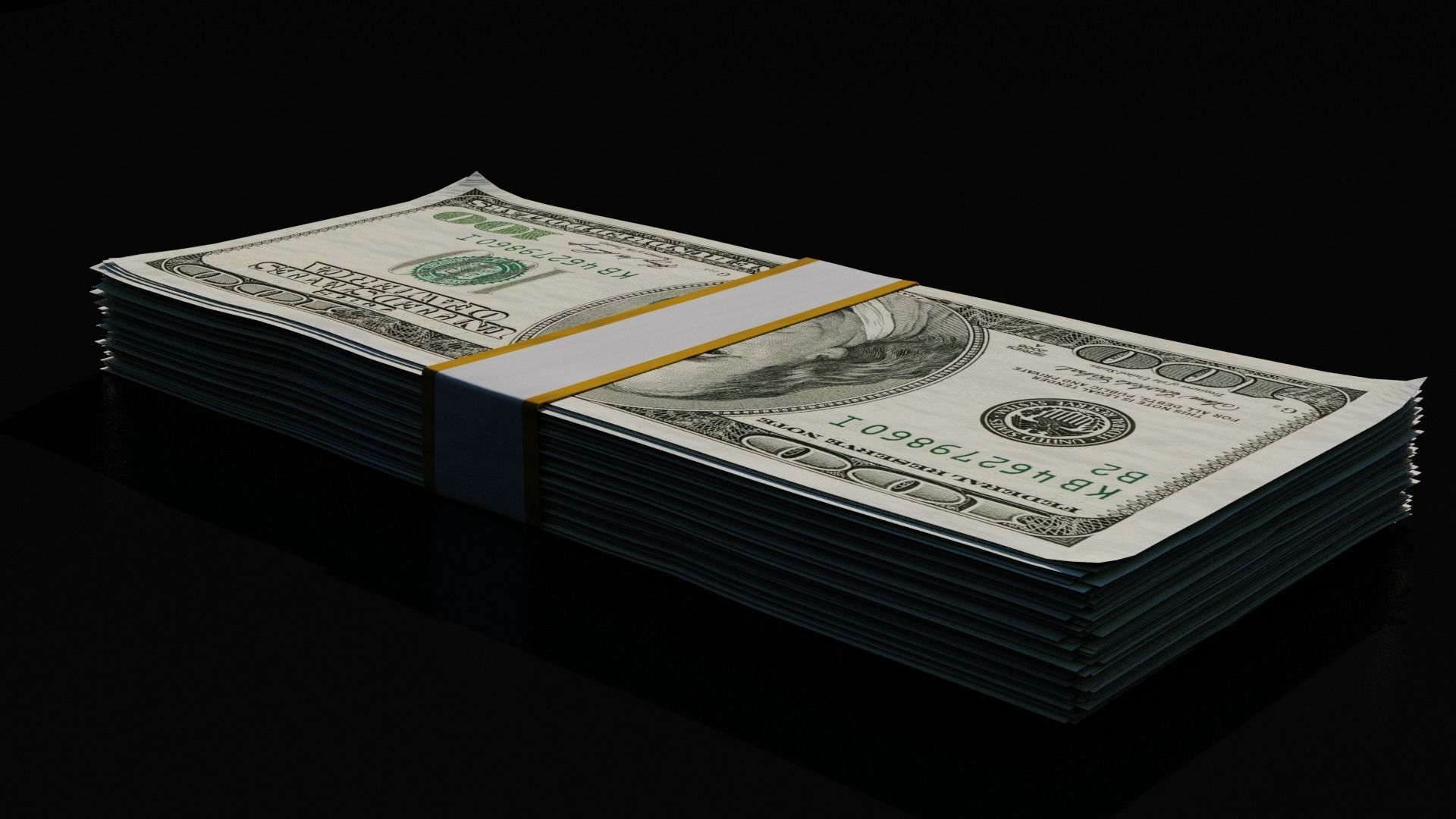 Money Stack - 100 Dollars - Coins -High Quality Low-poly 3D model_6