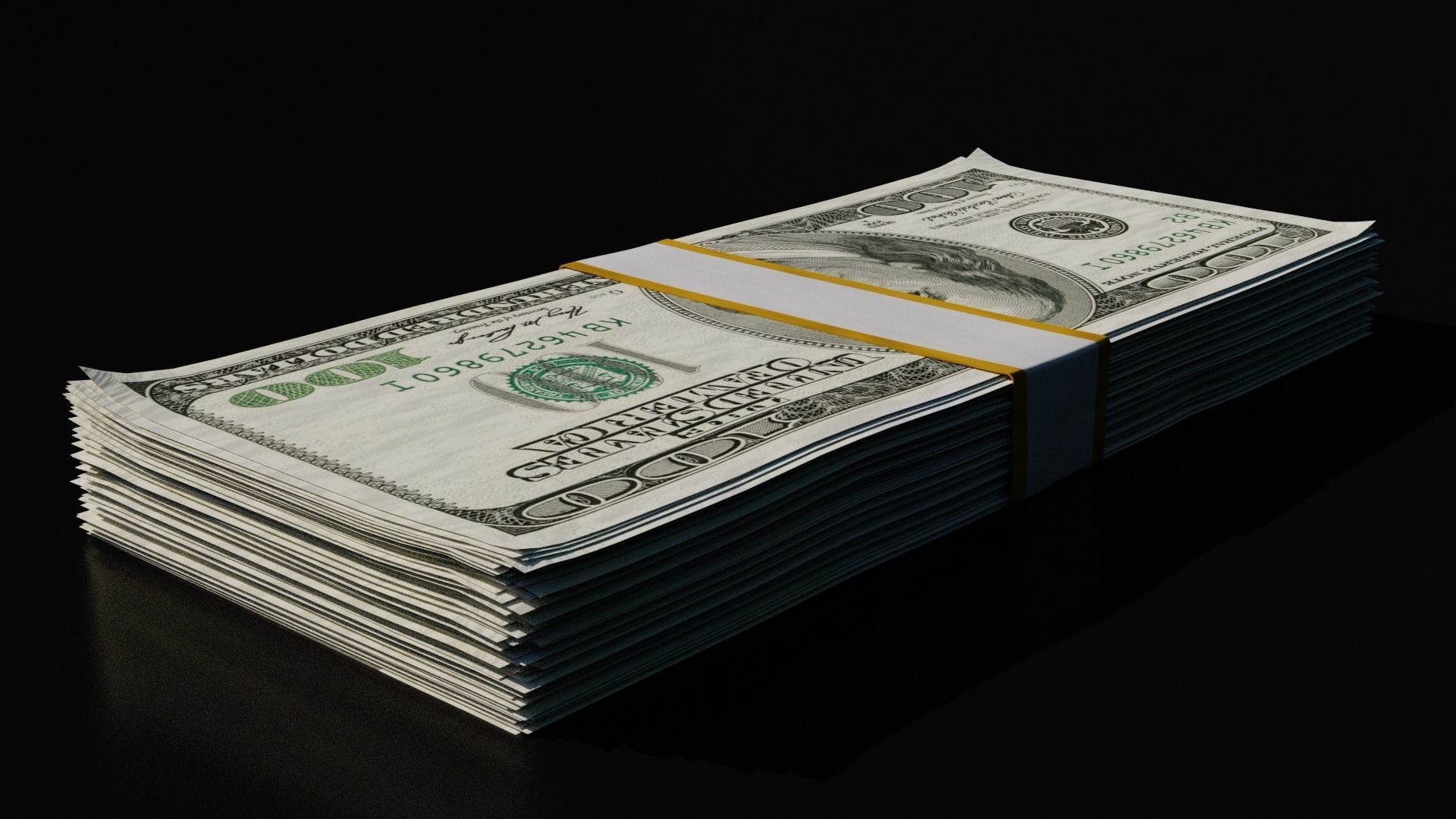 Money Stack - 100 Dollars - Coins -High Quality Low-poly 3D model_3