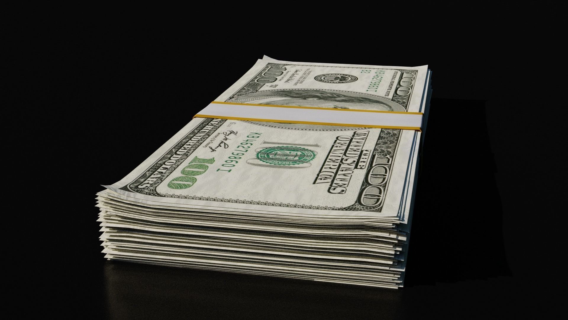 Money Stack - 100 Dollars - Coins -High Quality Low-poly 3D model_2