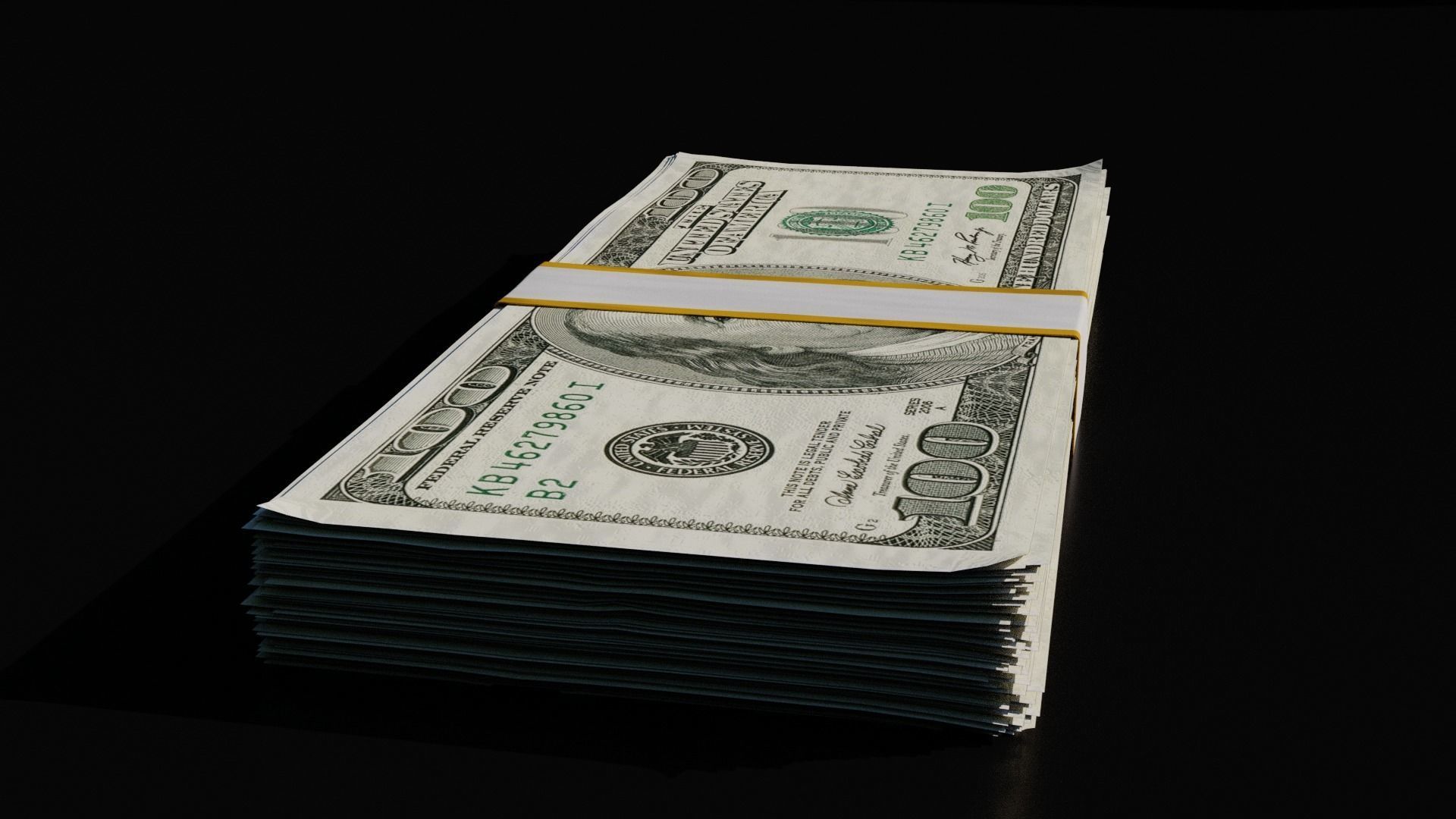 Money Stack - 100 Dollars - Coins -High Quality Low-poly 3D model_8