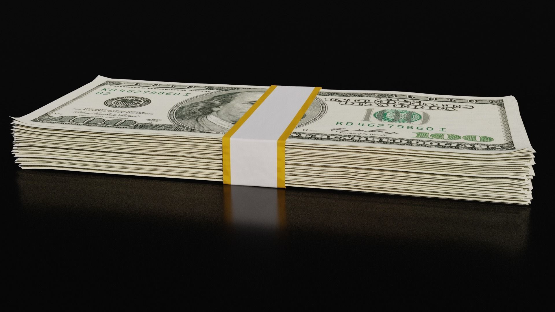 Money Stack - 100 Dollars - Coins -High Quality Low-poly 3D model_11