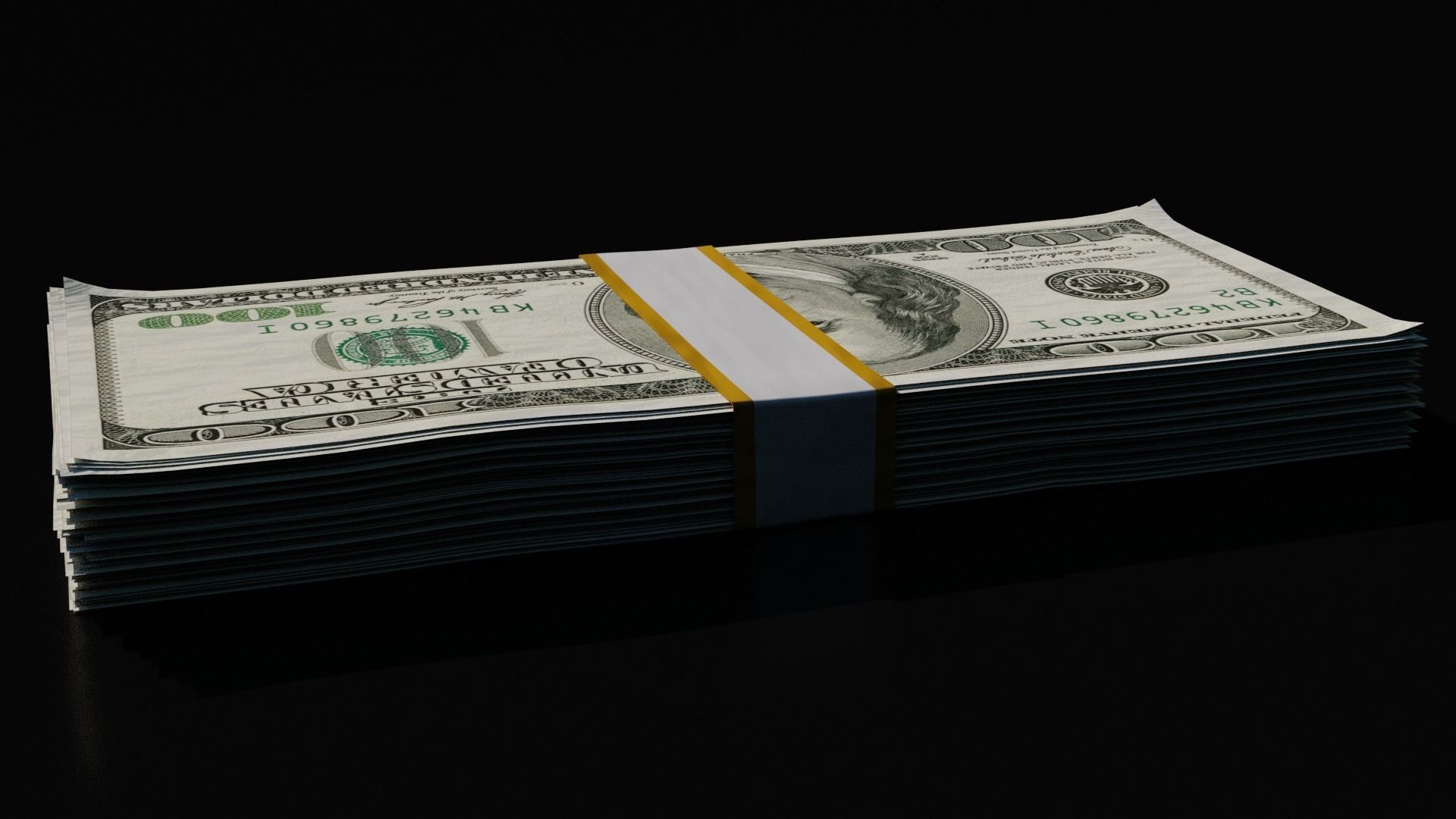 Money Stack - 100 Dollars - Coins -High Quality Low-poly 3D model_4