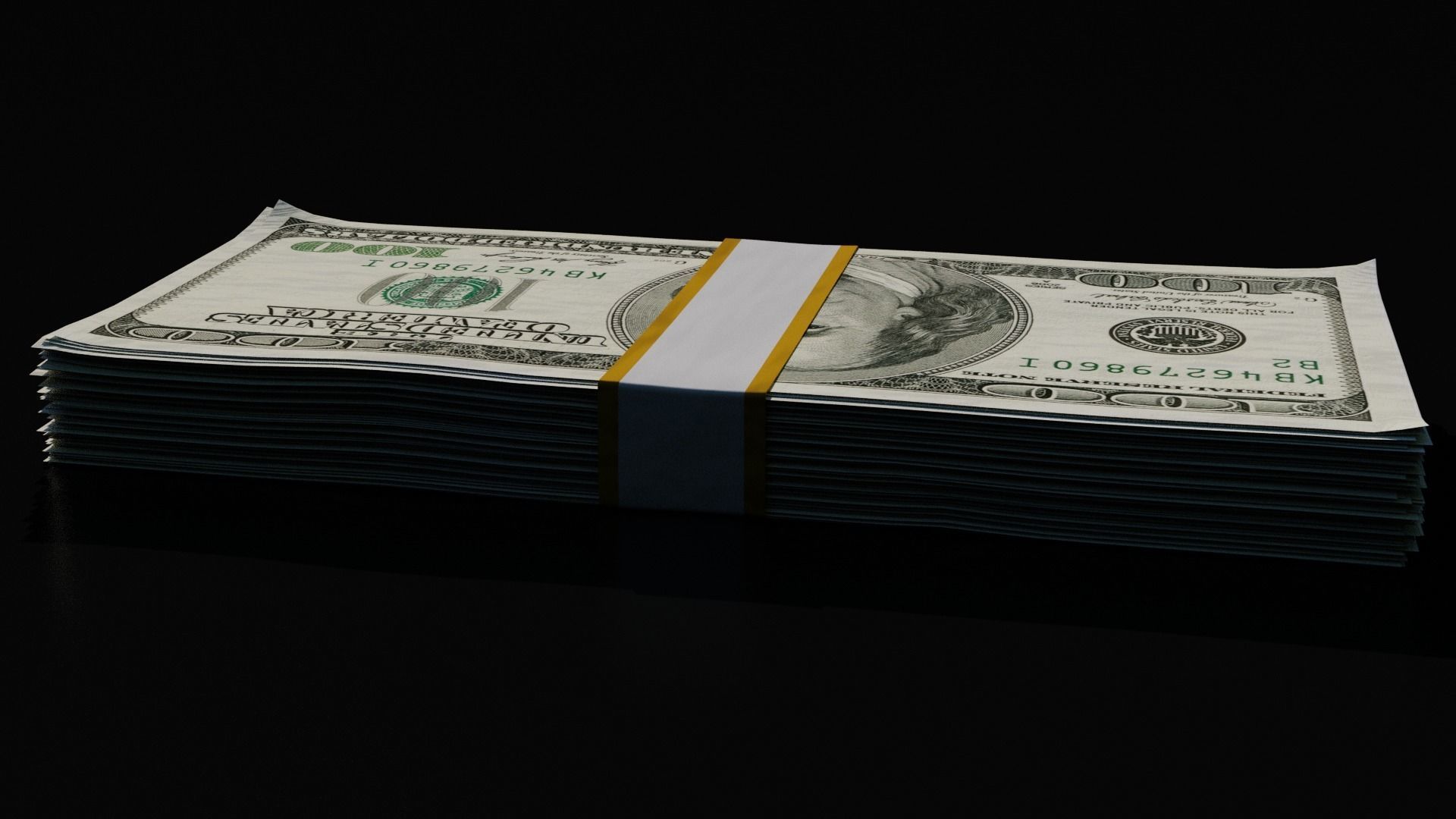 Money Stack - 100 Dollars - Coins -High Quality Low-poly 3D model_5