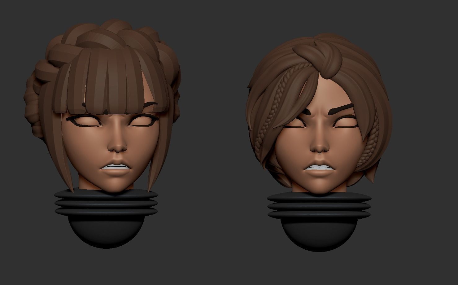 Anime set of Space nuns alternative heads 3D print model_1