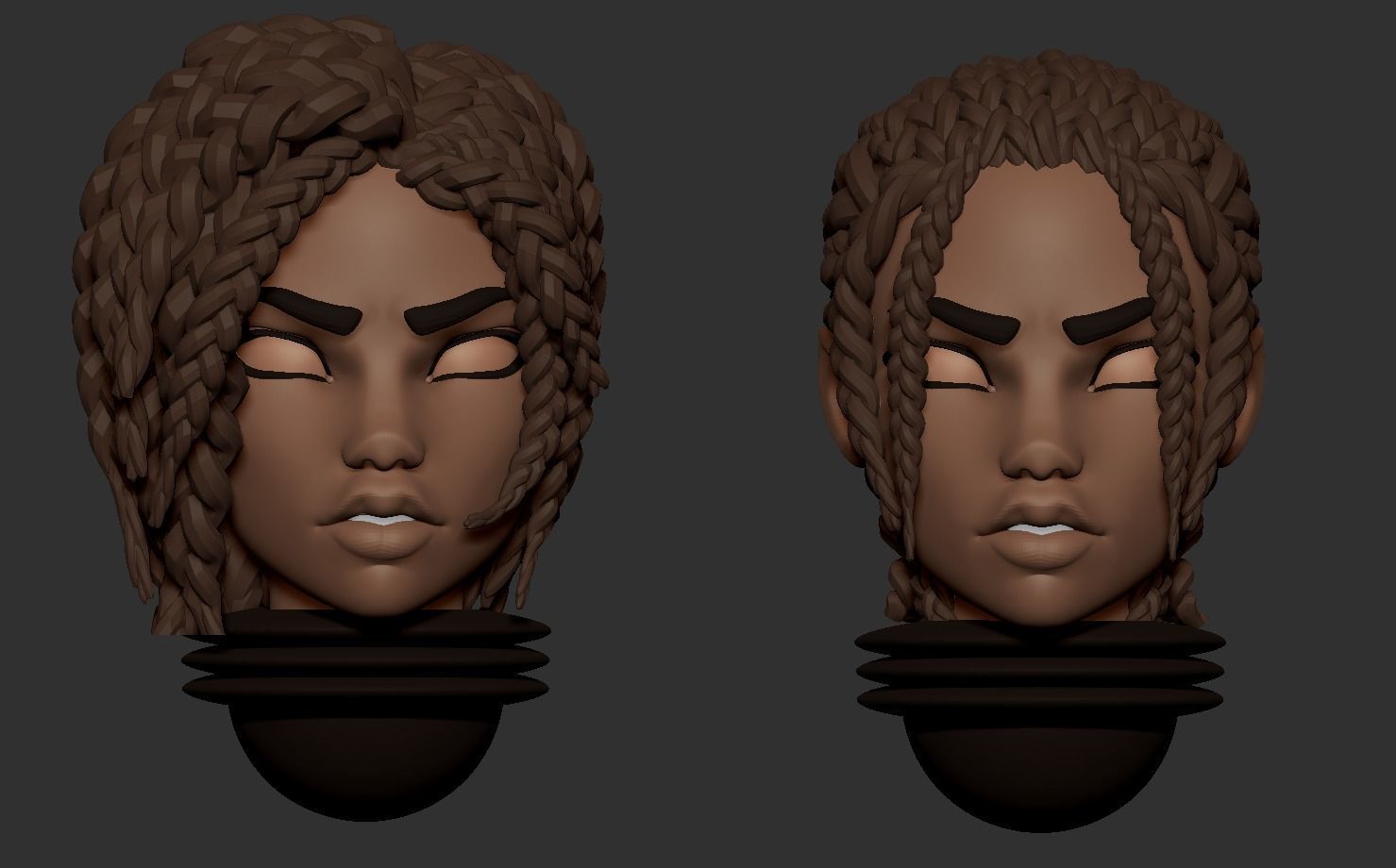 Anime set of Space nuns alternative heads 3D print model_2