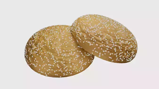 Cookies golden bun with sesame seeds 3D model