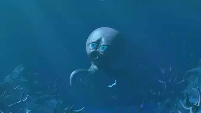 Octopus low and high poly mesh stylized