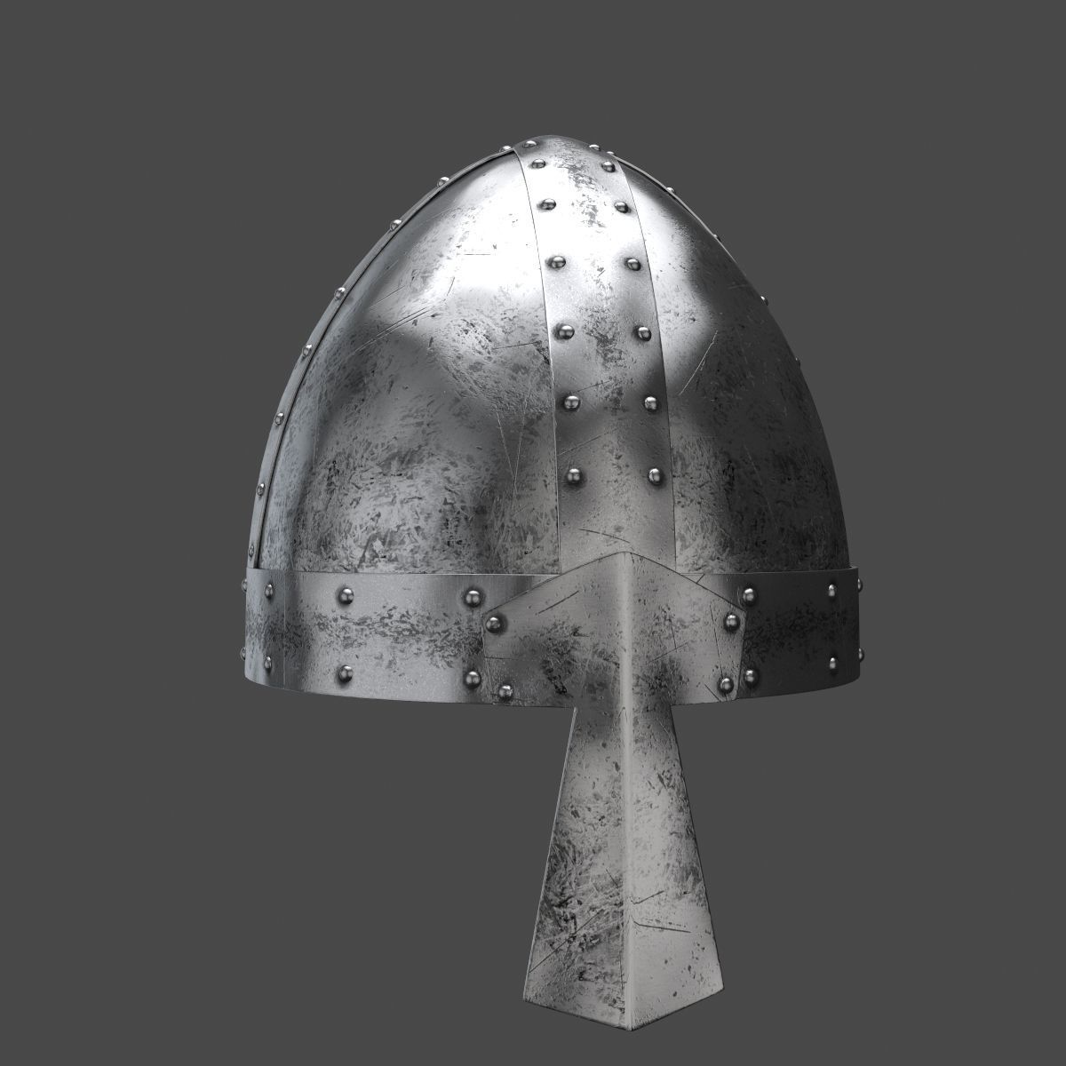 Medieval helmet Low-poly 3D model_6