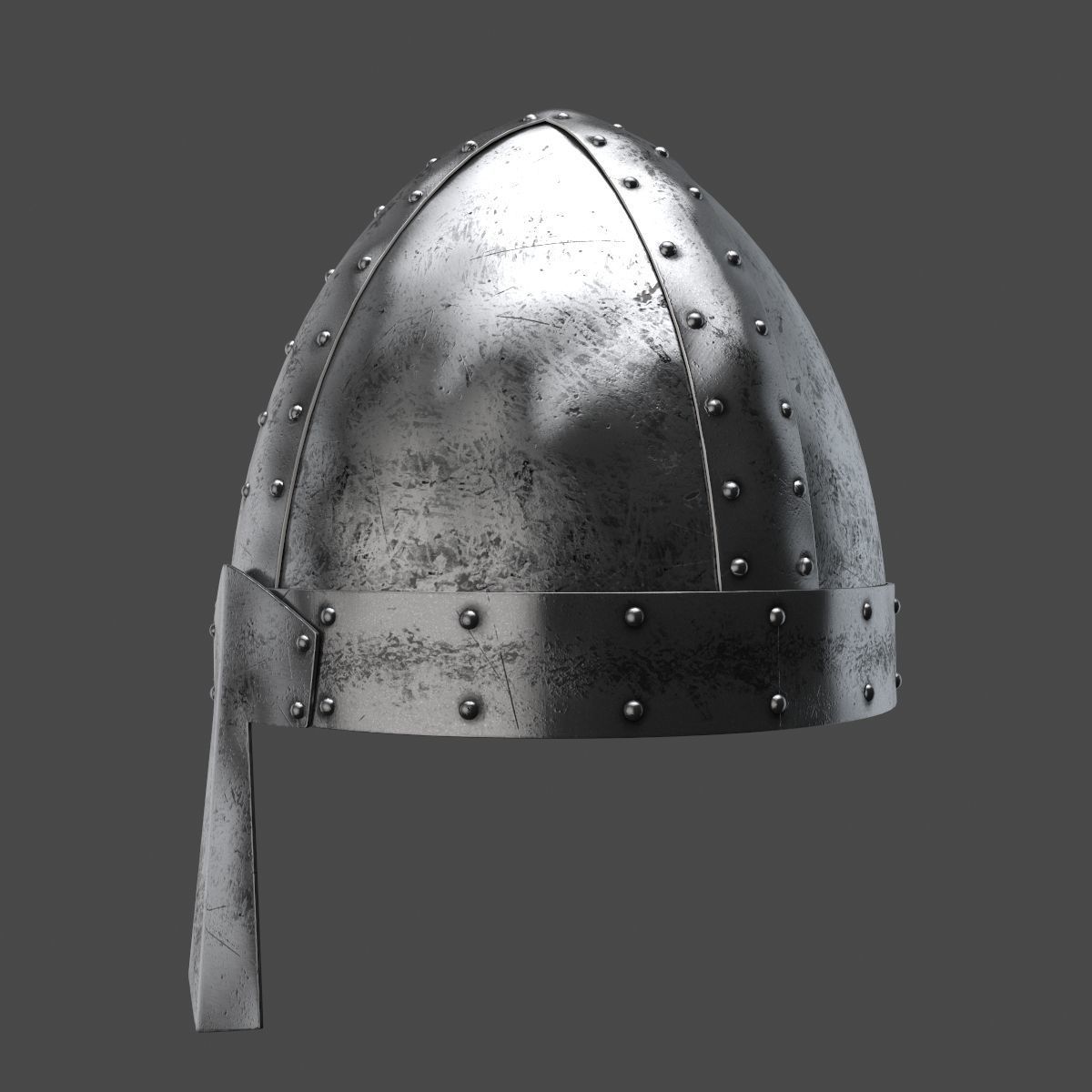 Medieval helmet Low-poly 3D model_3