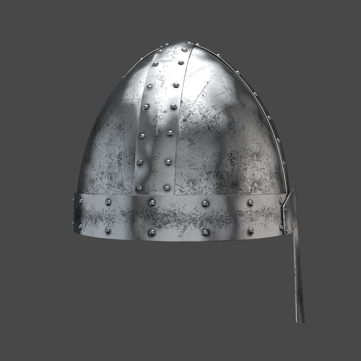 Medieval helmet Low-poly 3D model_1