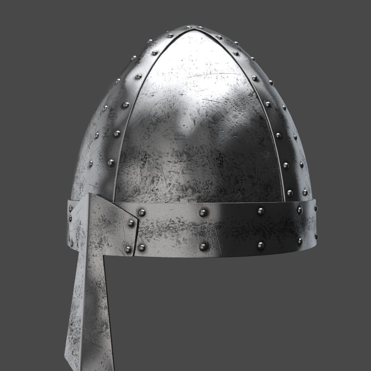 Medieval helmet Low-poly 3D model_4