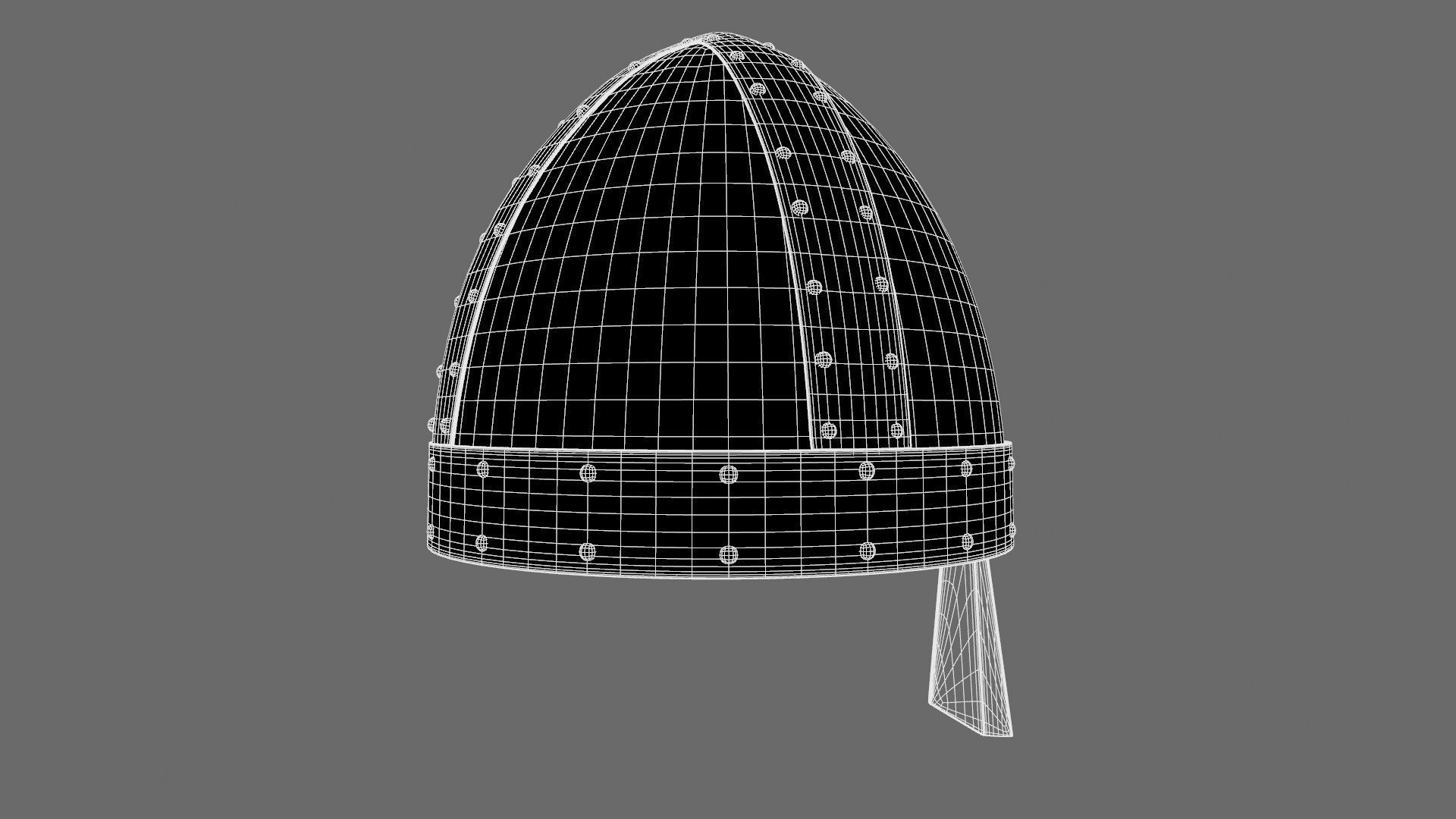 Medieval helmet Low-poly 3D model_14