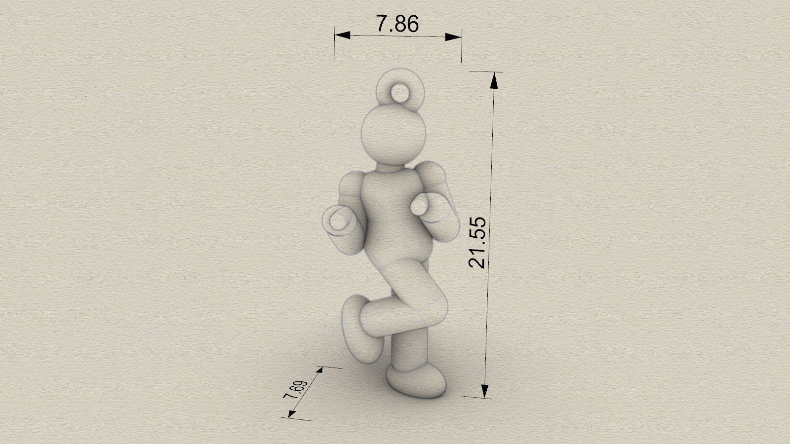 Charm pendant - Matchman posture set 1 - 5 models - 01 to 05 3D print model_14