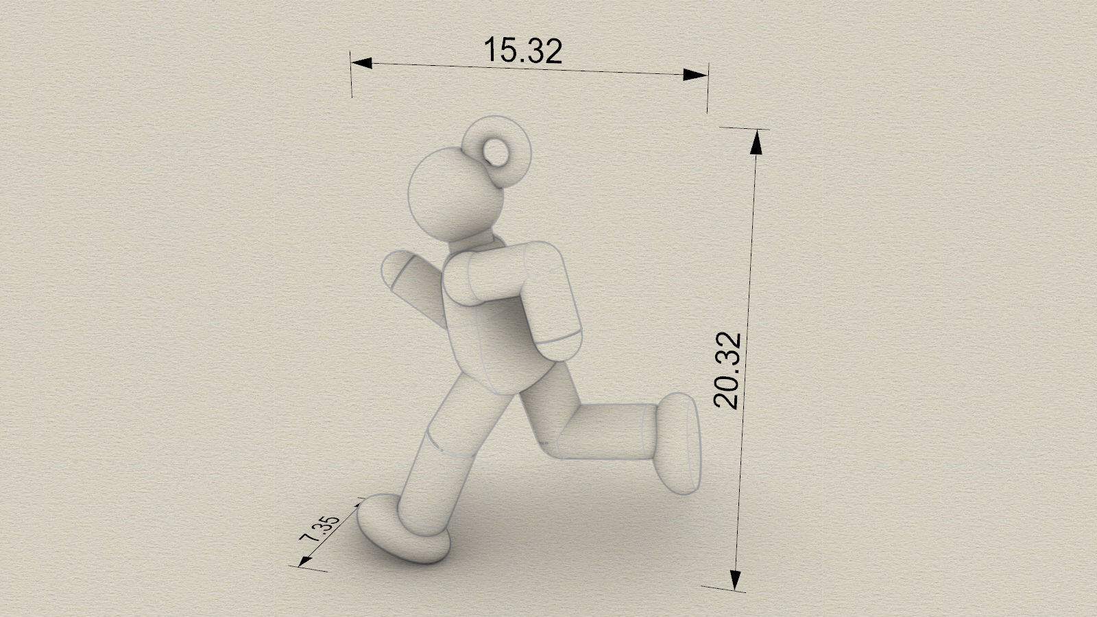 Charm pendant - Matchman posture set 1 - 5 models - 01 to 05 3D print model_16