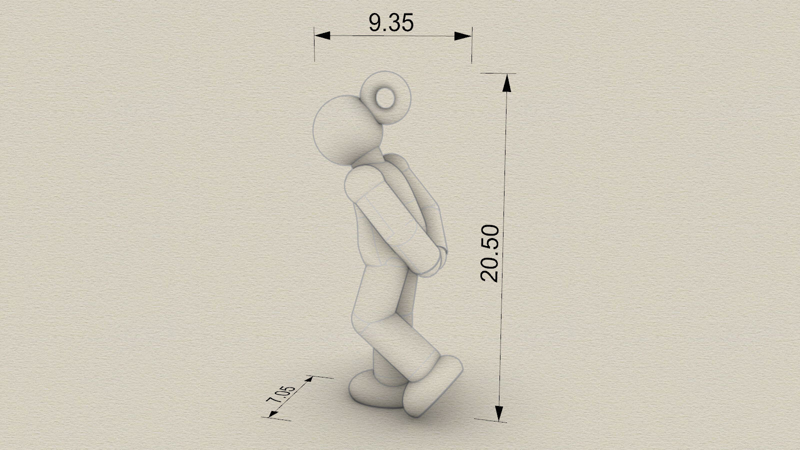 Charm pendant - Matchman posture set 1 - 5 models - 01 to 05 3D print model_12