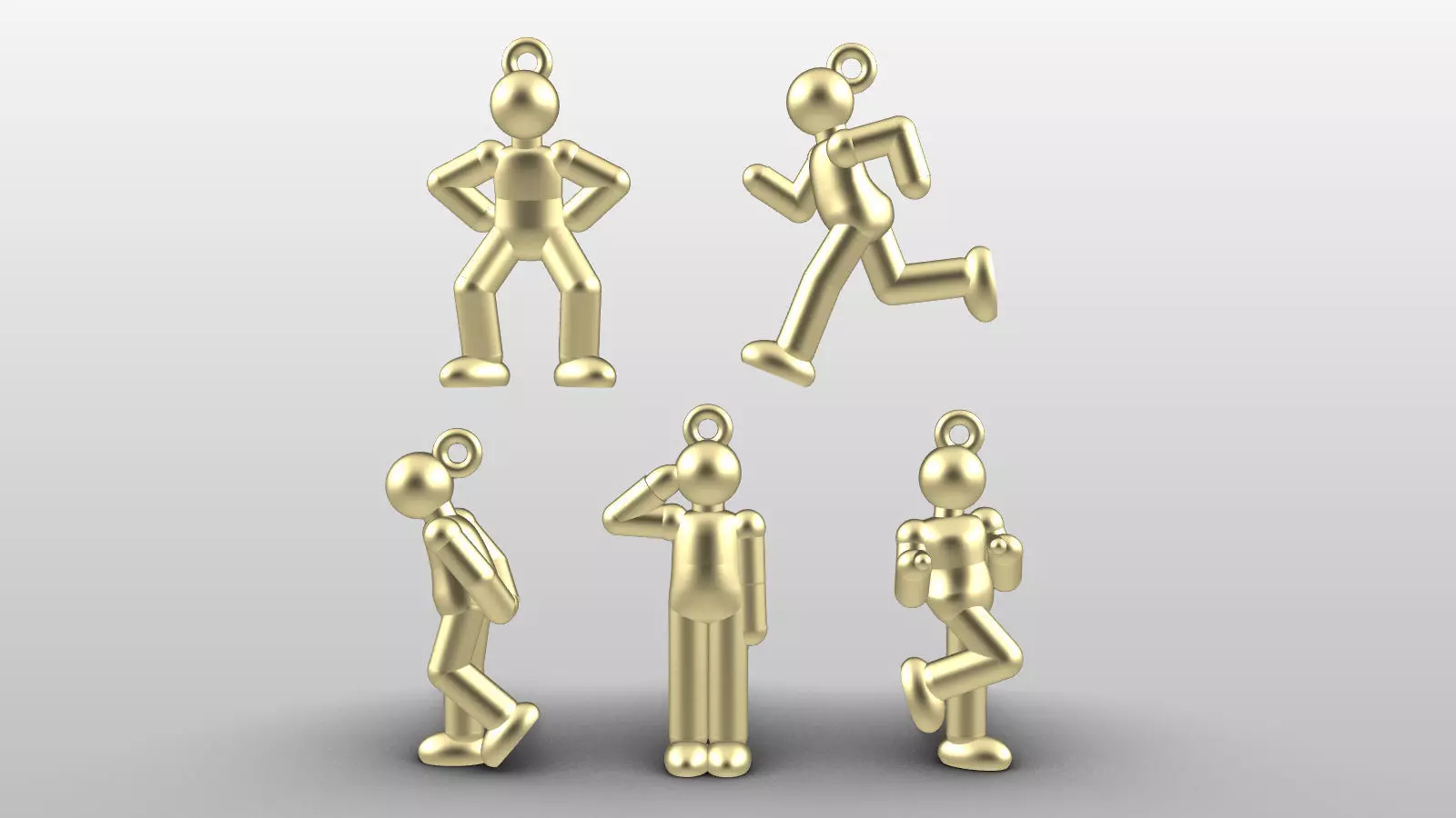 Charm pendant - Matchman posture set 1 - 5 models - 01 to 05 3D print model_0