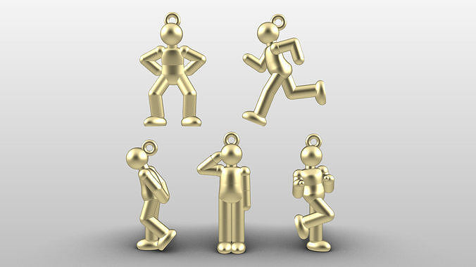Charm pendant  - Matchman posture set 1 - 5 models - 01 to 05 3D print model