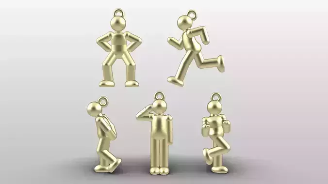 Charm pendant  - Matchman posture set 1 - 5 models - 01 to 05 3D print model