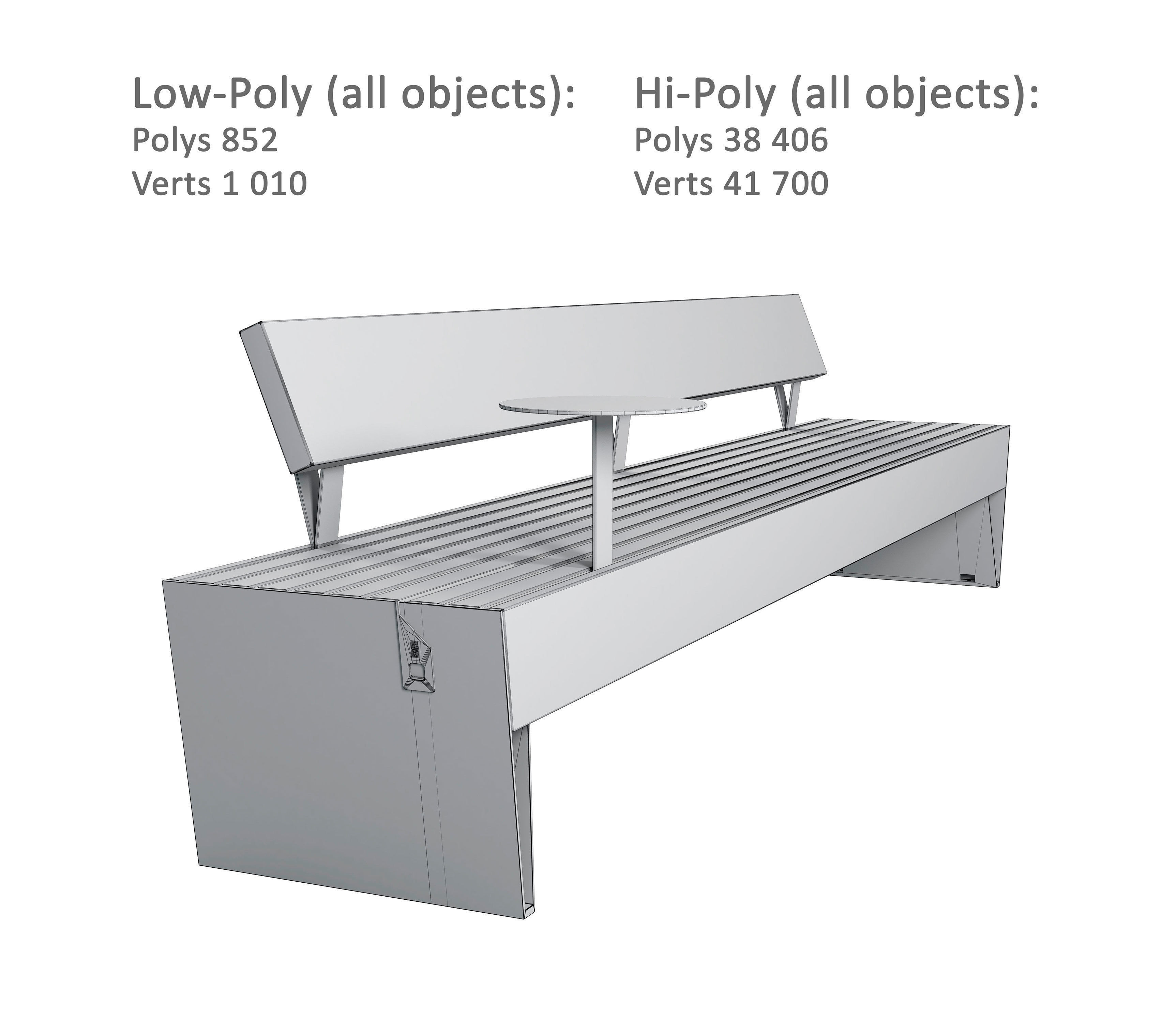 Mmcite Benches Blocq Low-poly 3D model_8