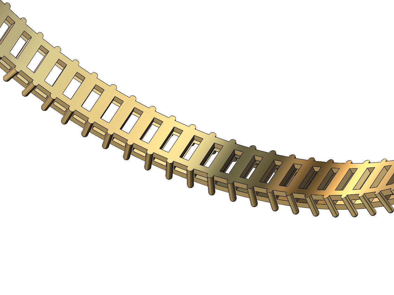 Diamond baguette cuff bracelet 3D print model_10