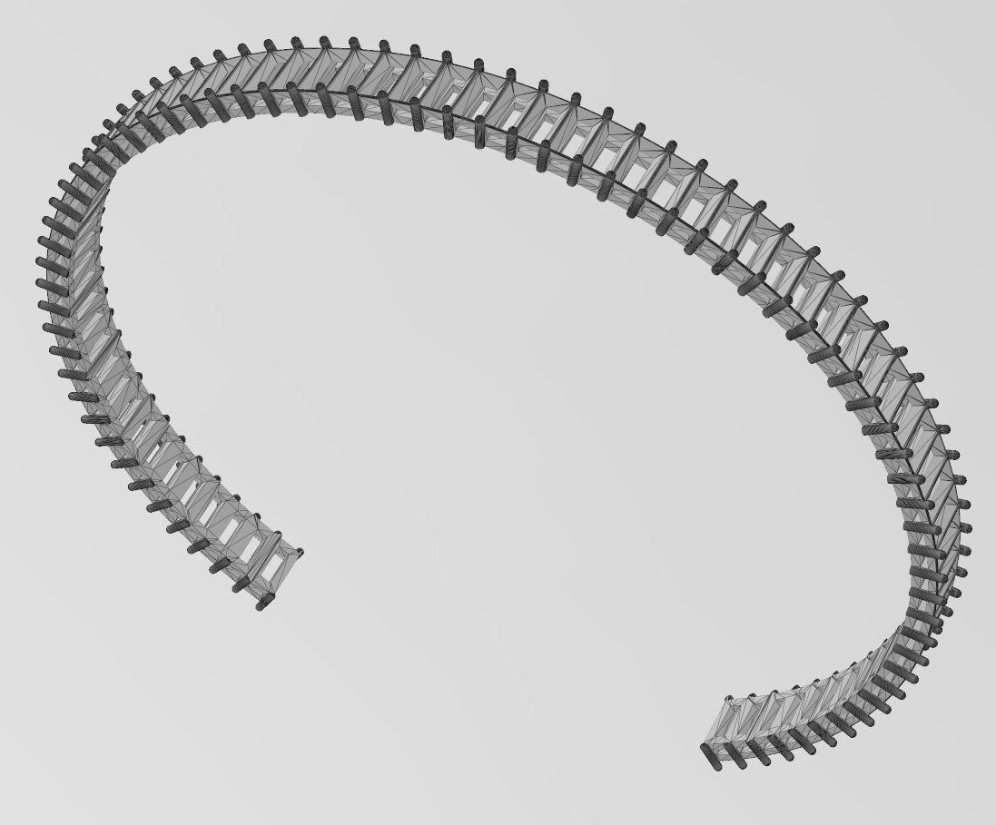 Diamond baguette cuff bracelet 3D print model_12