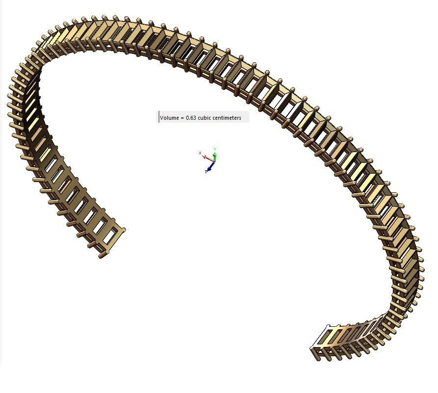 Diamond baguette cuff bracelet 3D print model_11