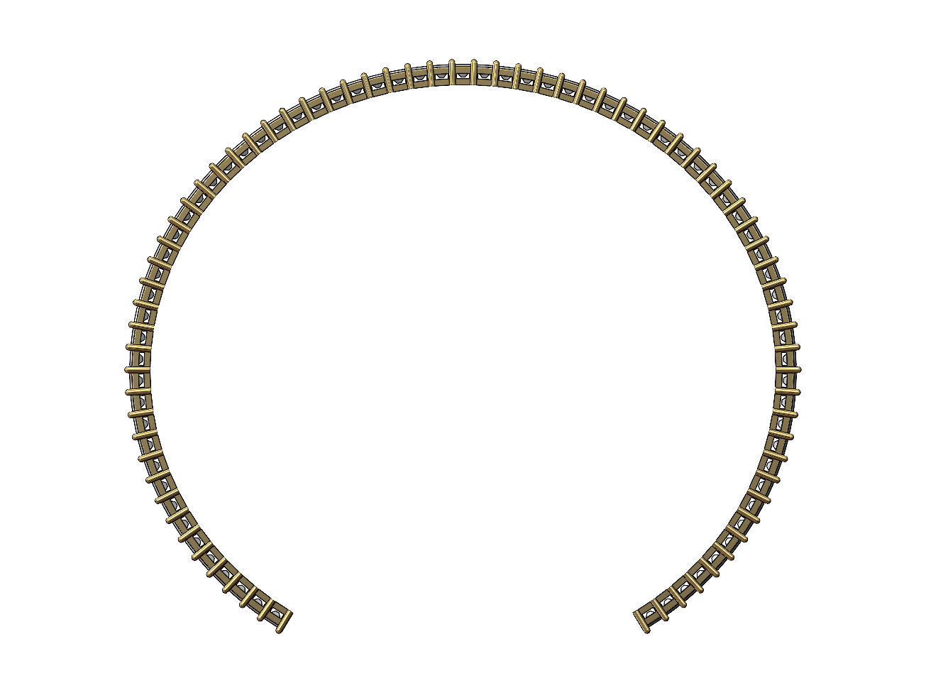 Diamond baguette cuff bracelet 3D print model_1