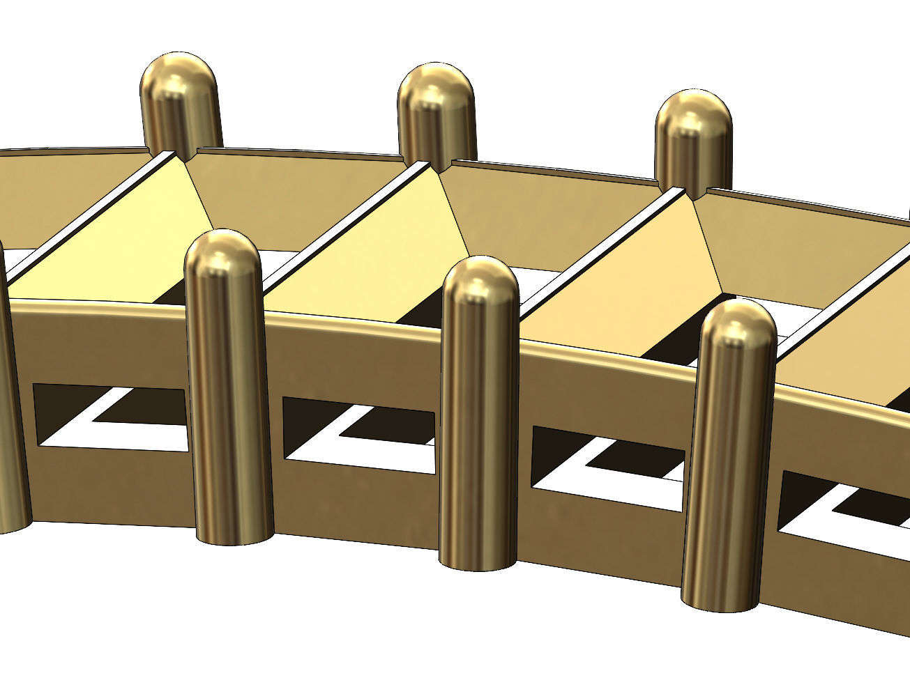 Diamond baguette cuff bracelet 3D print model_9