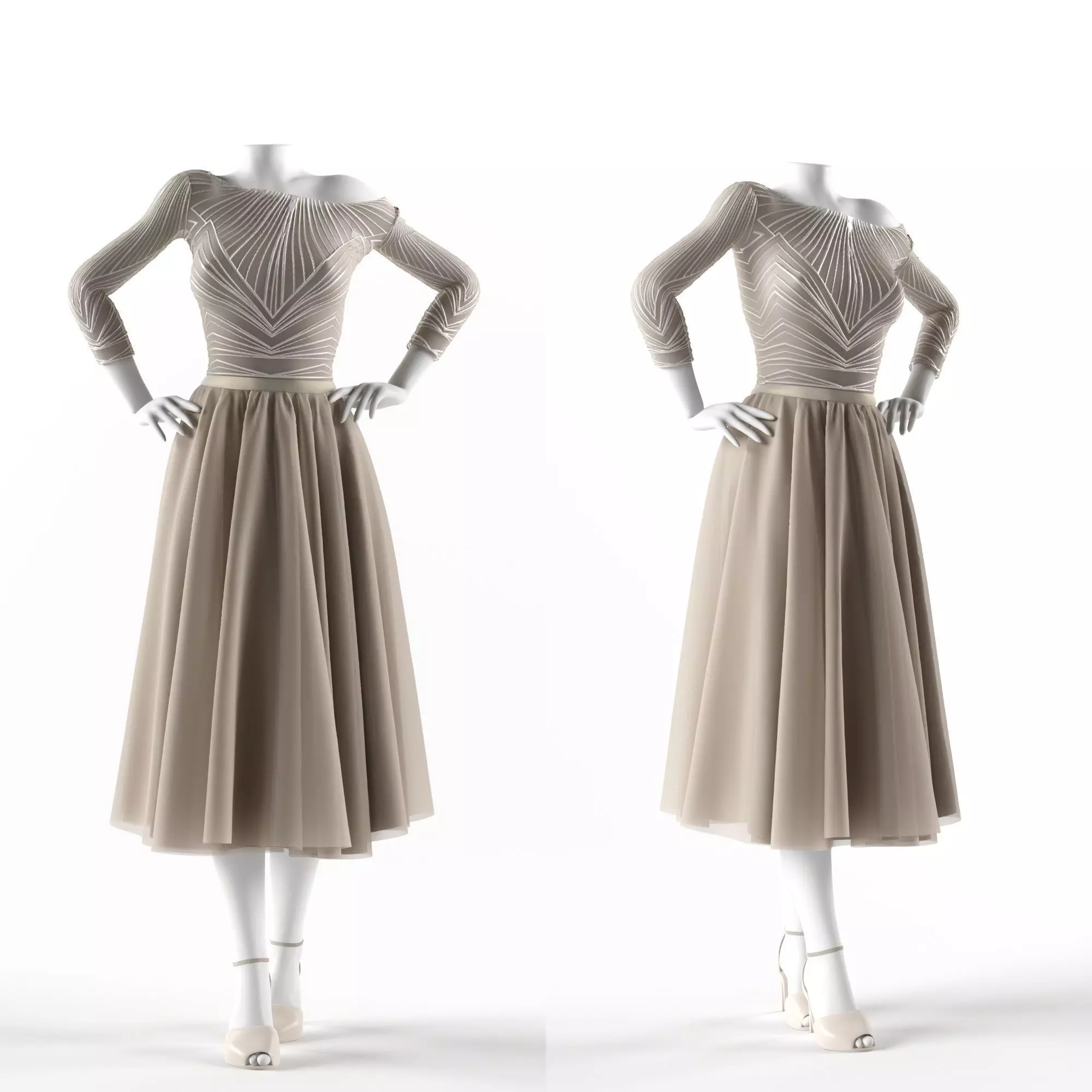 Wedding dress 3D model_0