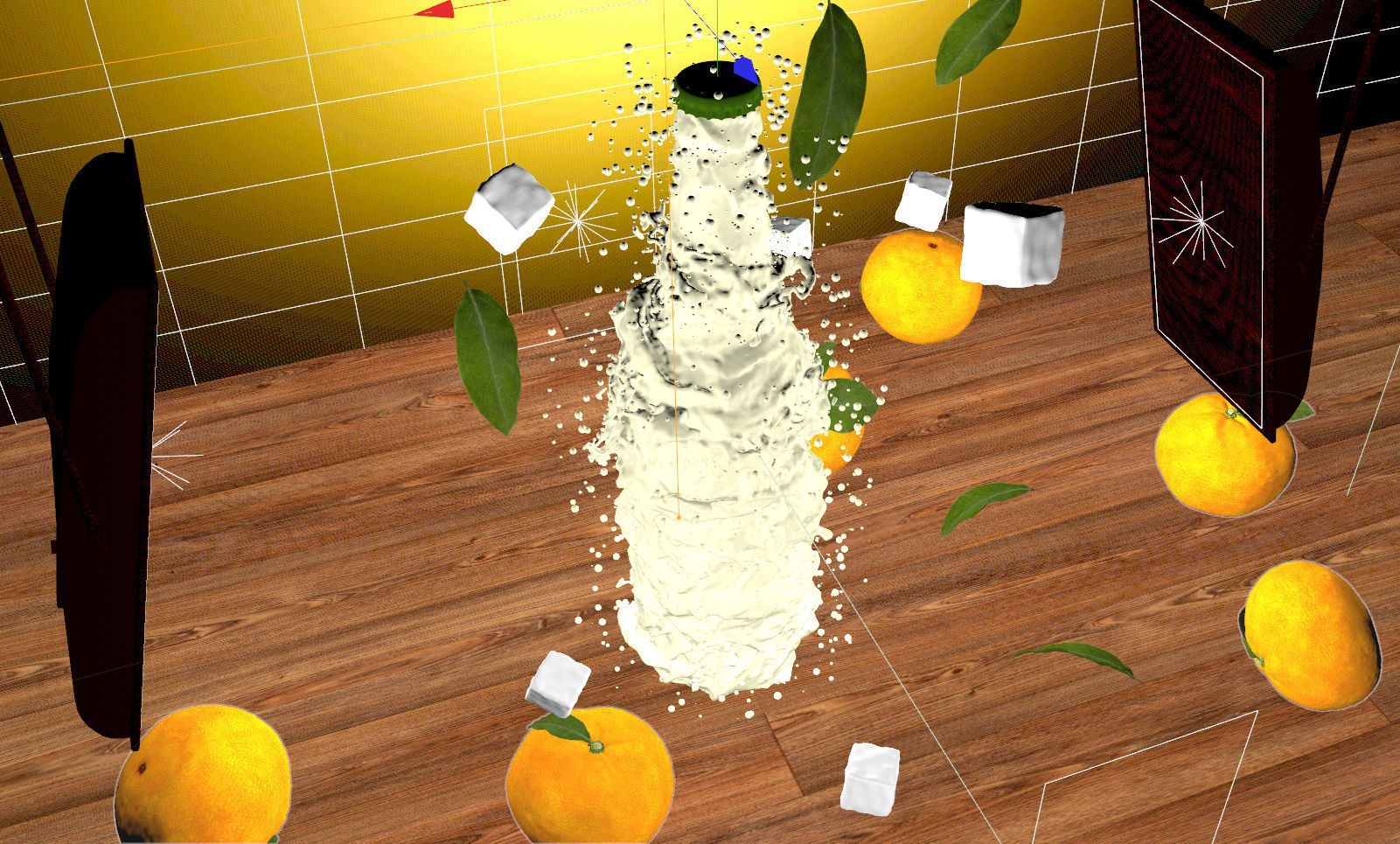 Orange Soda Splash Animated 3D model_6