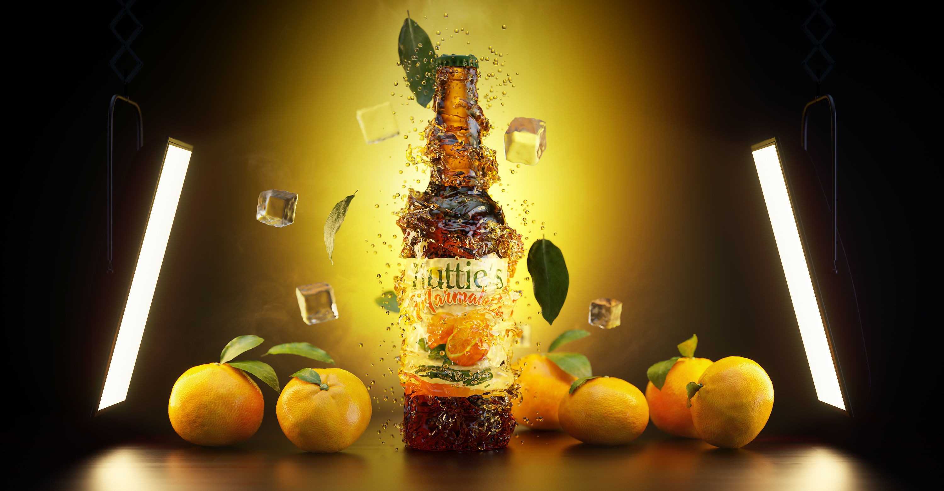 Orange Soda Splash Animated 3D model_2