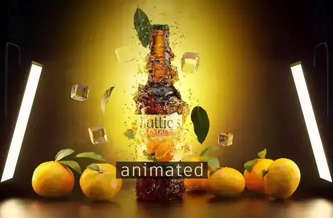 Orange Soda Splash Animated 3D model