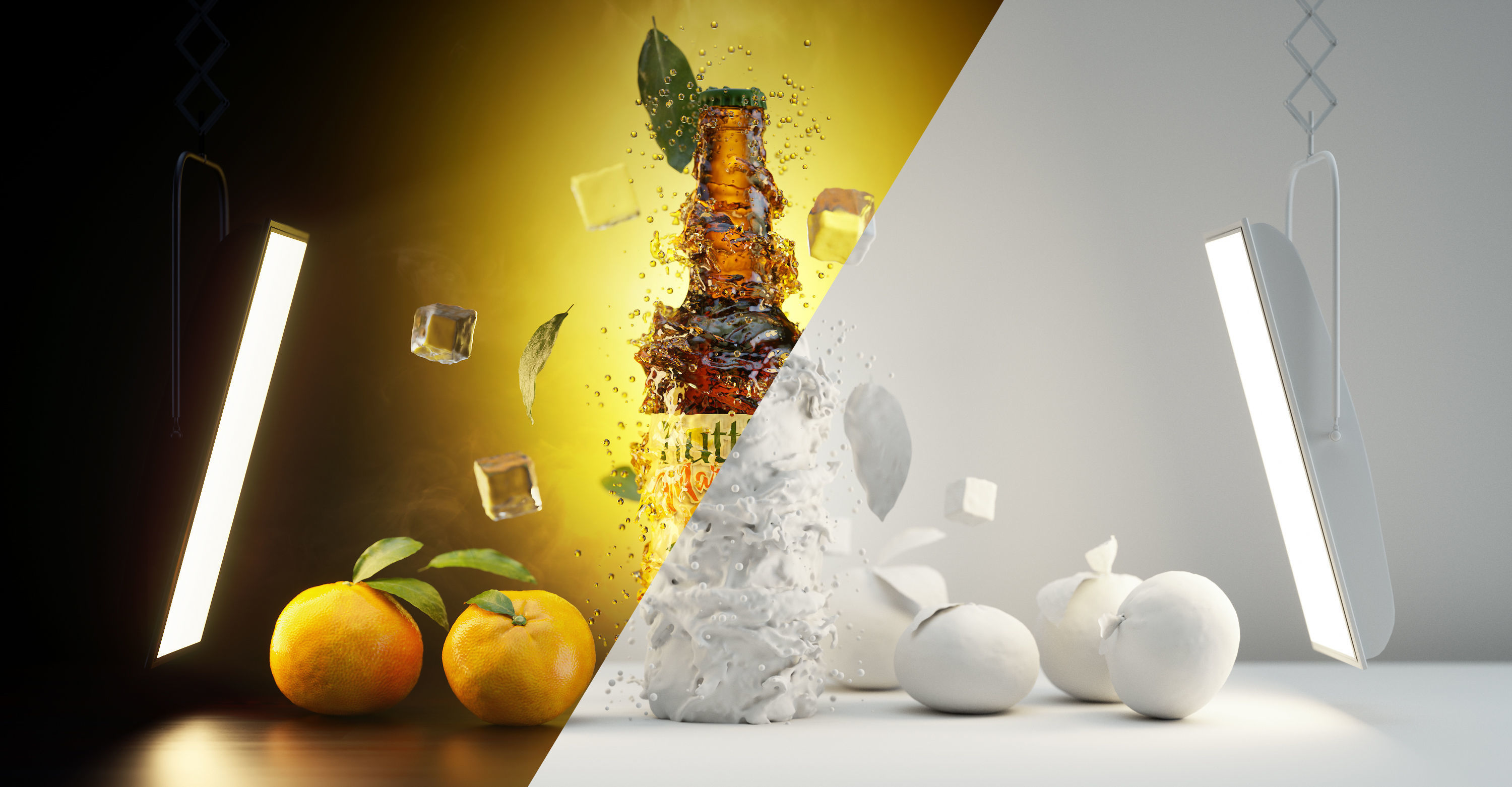 Orange Soda Splash Animated 3D model_3