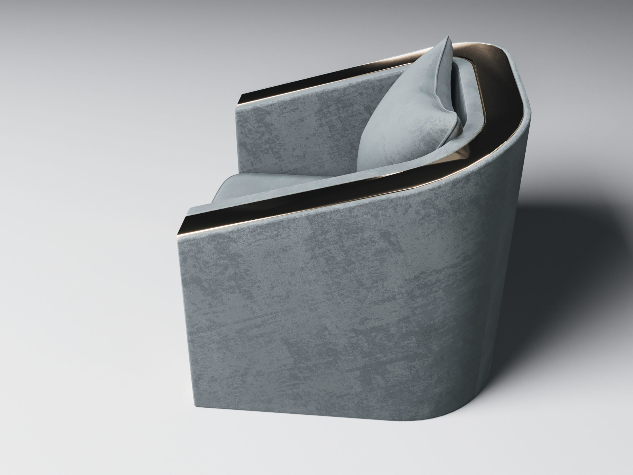 3D Brass And Grey Modern Armchair 3D model 3D model_3