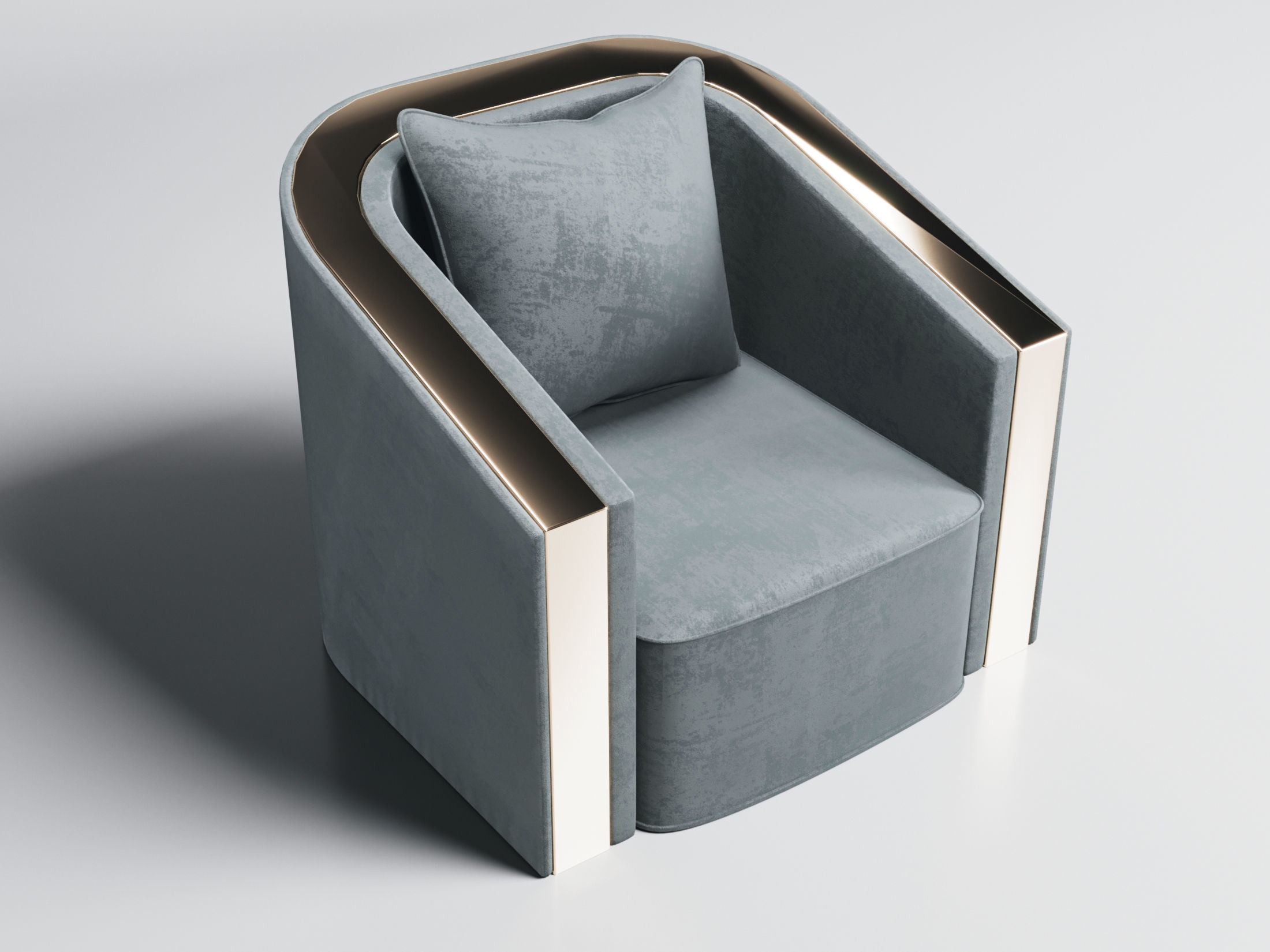 3D Brass And Grey Modern Armchair 3D model 3D model_4