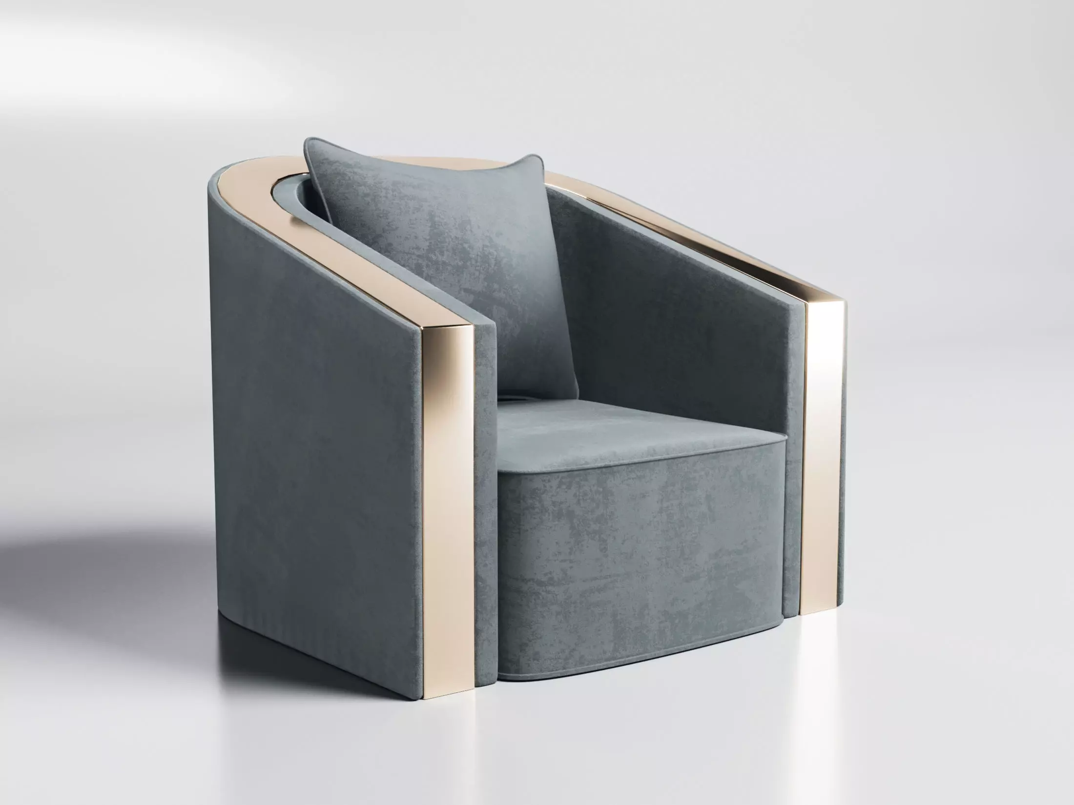 3D Brass And Grey Modern Armchair 3D model 3D model_0