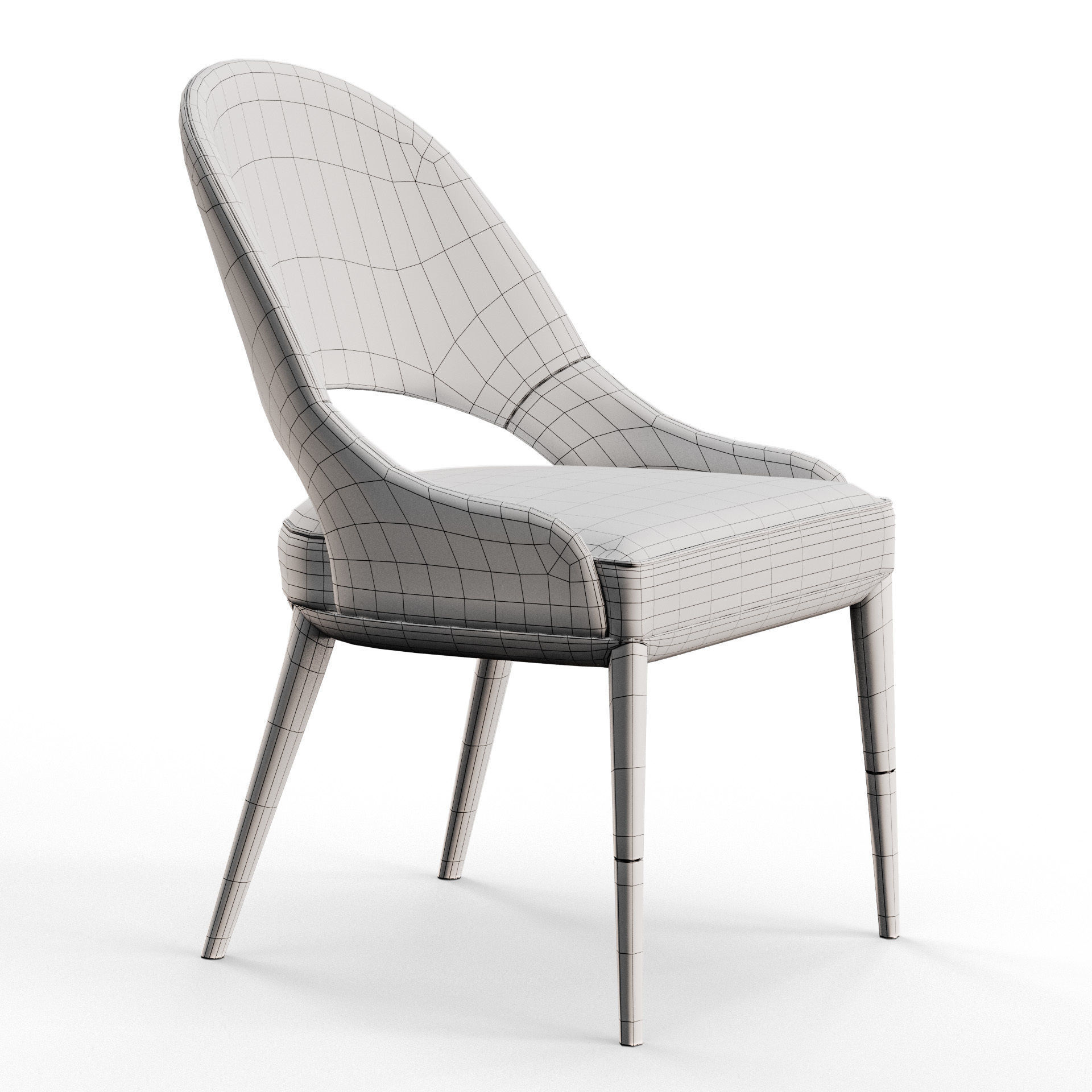 Side Chair  Low-poly 3D model_4