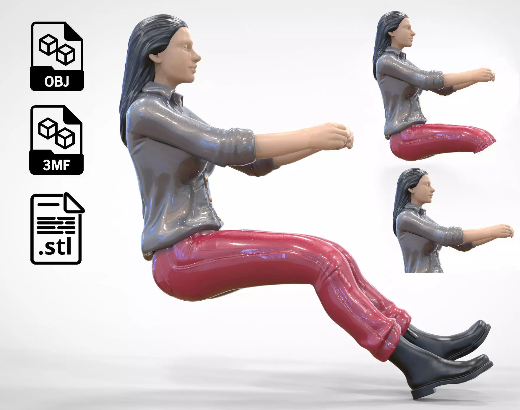 N3 Woman Driver 1 64 Miniature 3D print model_0