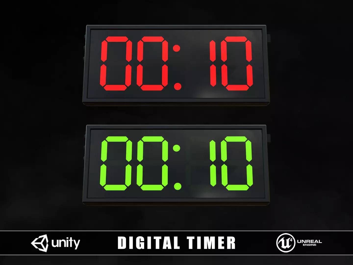 Digital Timer Low-poly 3D model_0