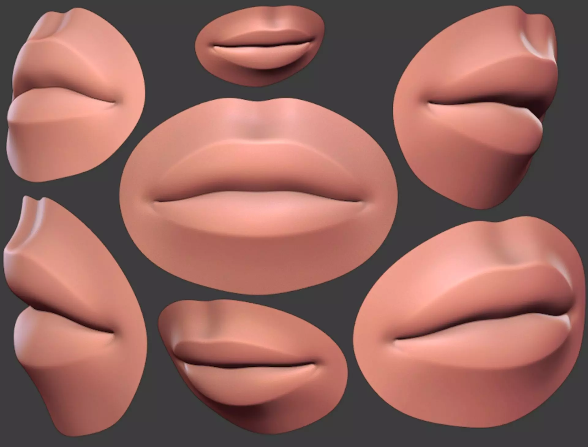 Human Lip Female Subdivision Ready for Film Low-poly 3D model_0