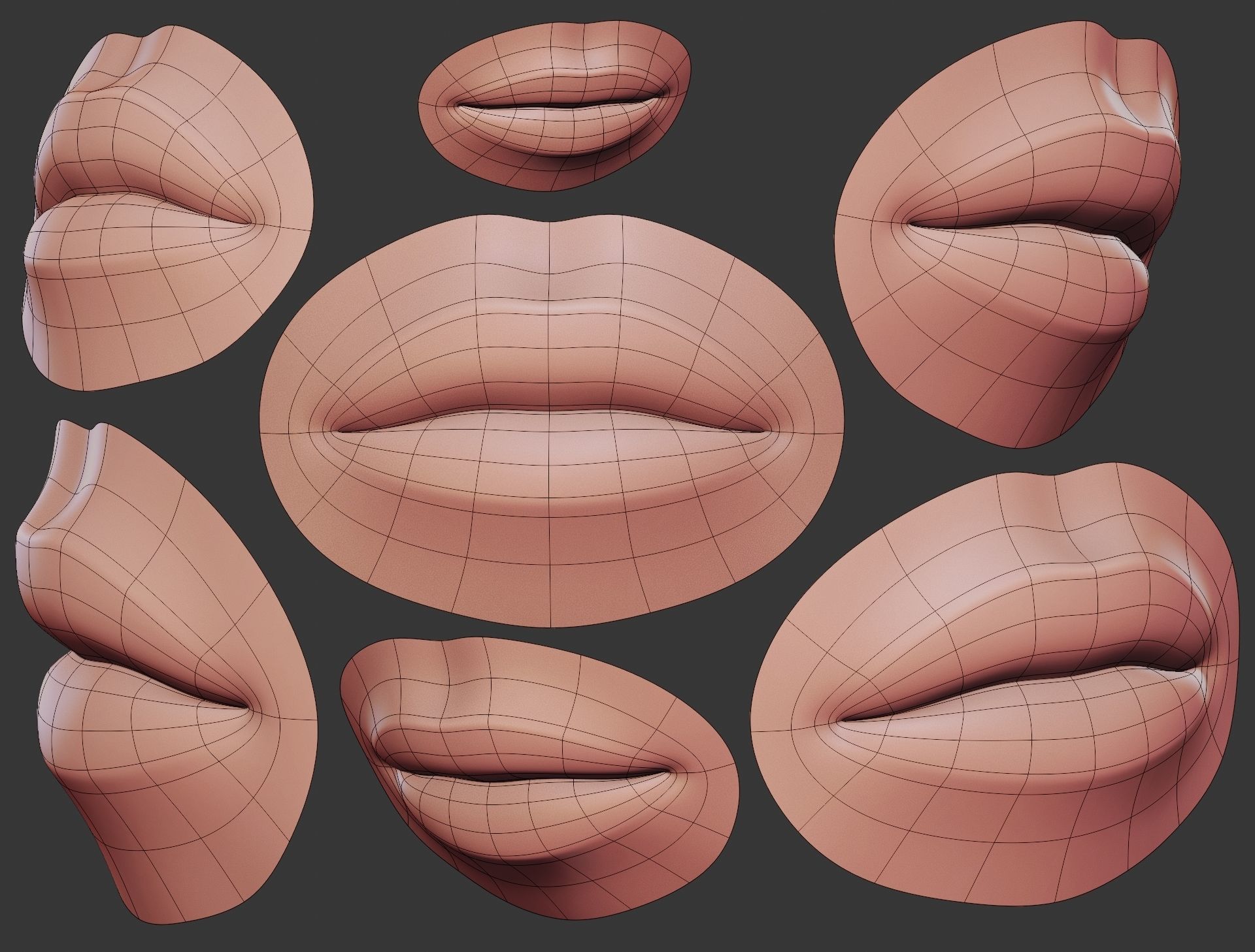 Human Lip Female Subdivision Ready for Film Low-poly 3D model_1