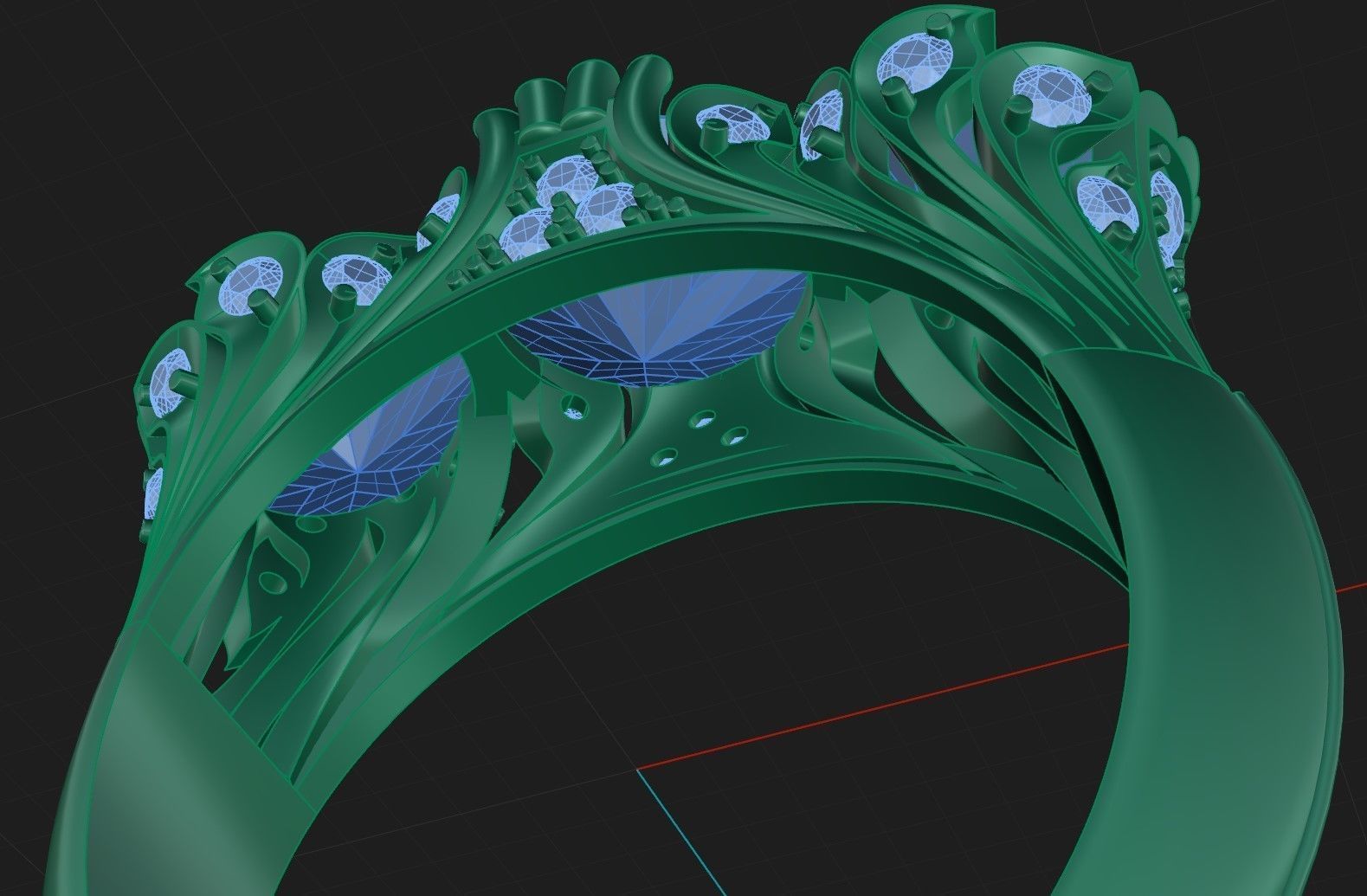 Ring 2 sapphire and diamond engagement 3D print model_11