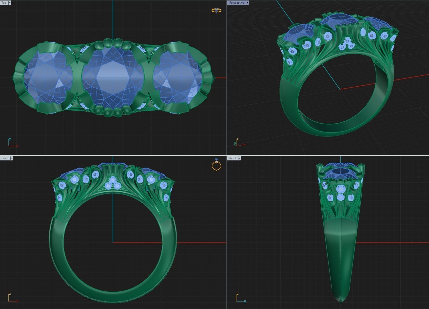 Ring 2 sapphire and diamond engagement 3D print model_8