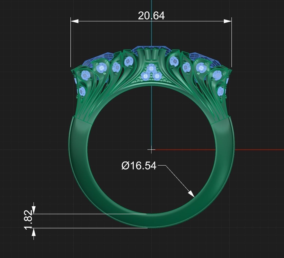 Ring 2 sapphire and diamond engagement 3D print model_10