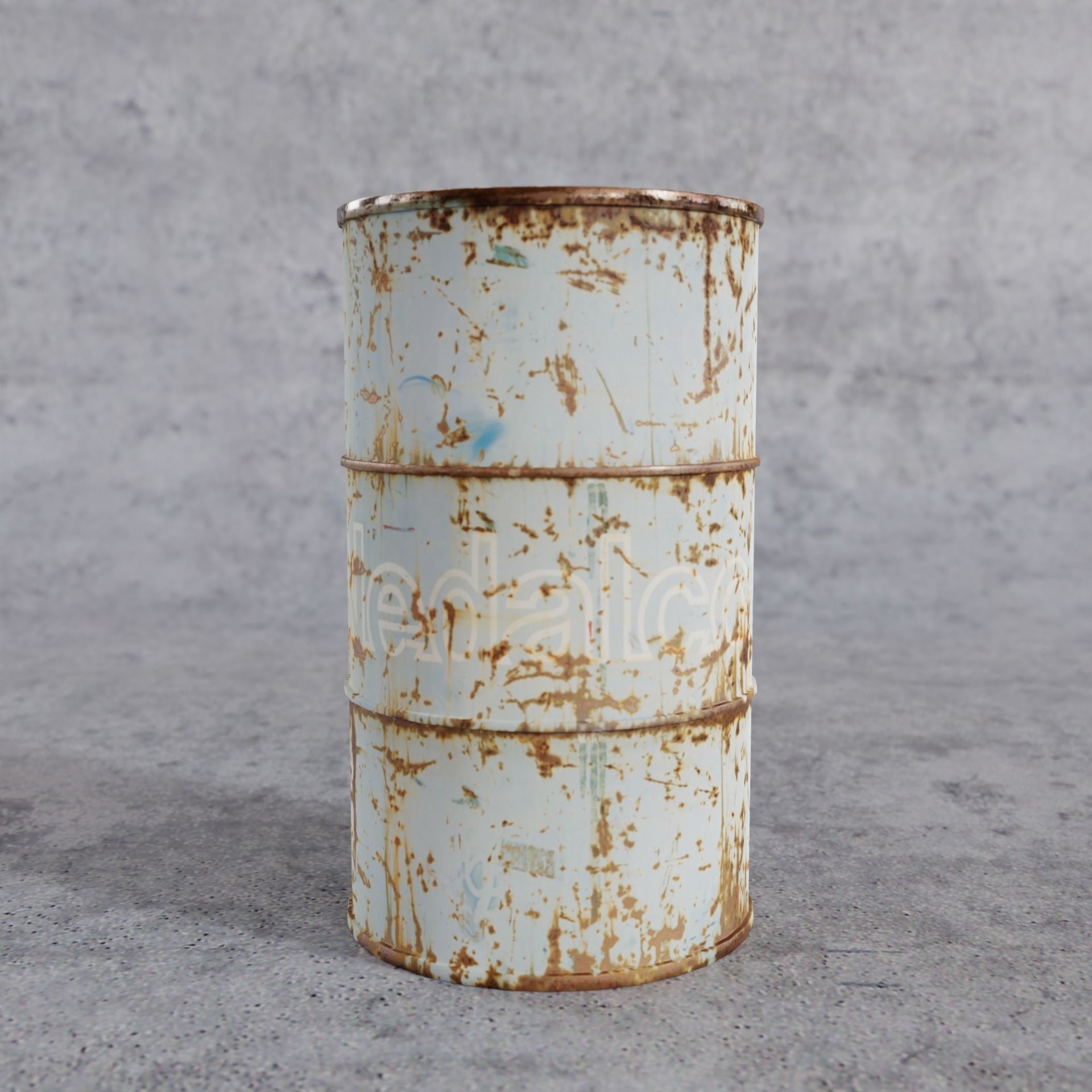 Jerrycans and barrels old and rusty Free low-poly 3D model_5