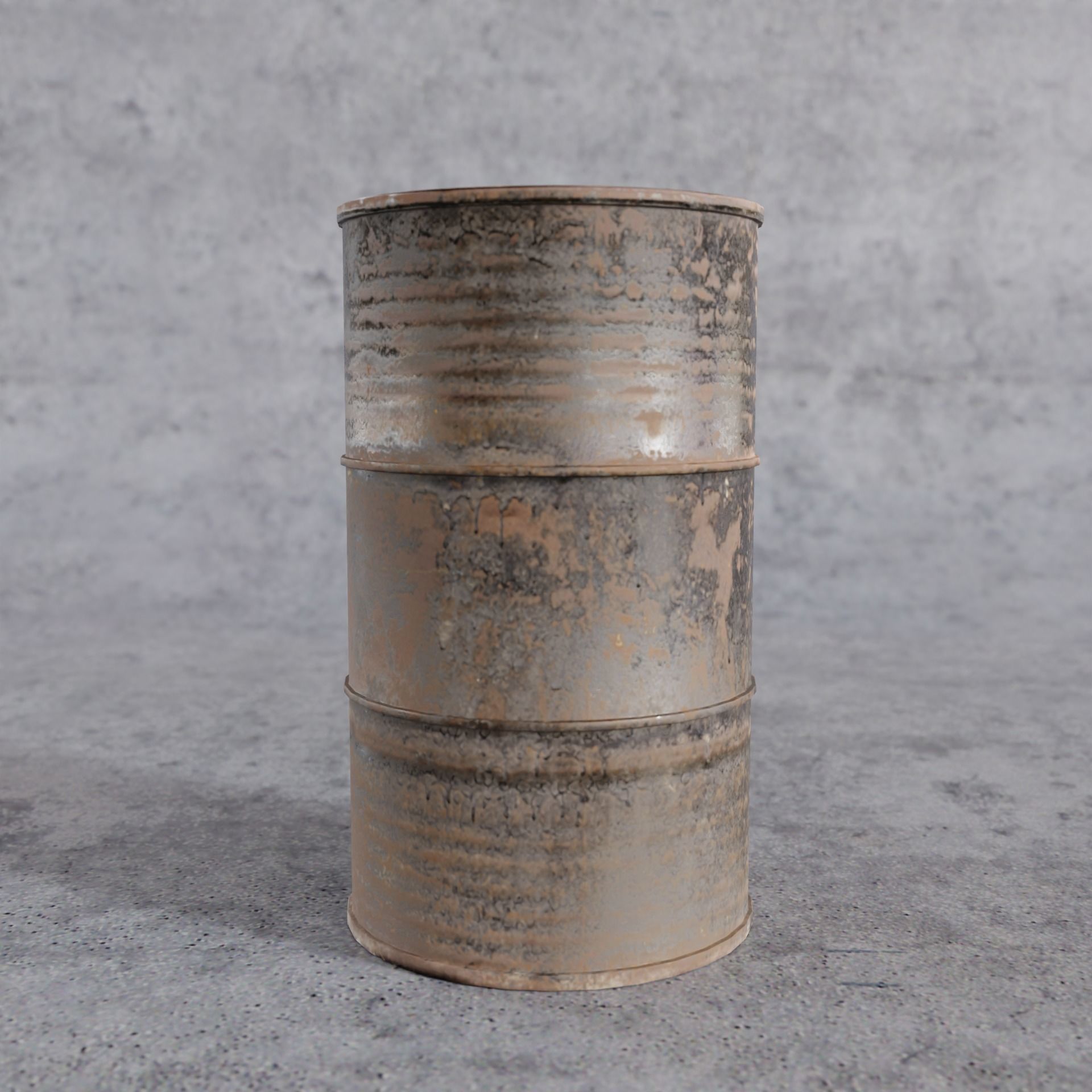 Jerrycans and barrels old and rusty Free low-poly 3D model_4